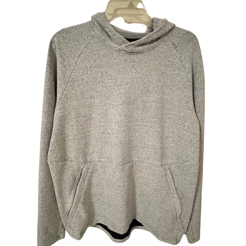 Lululemon Heathered Grey Textured Honeycomb Pullover Hoodie Zipper Pockets L